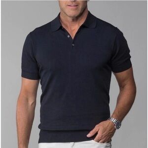 Collars & Co. Maranello Knit Polo \ Men’s XL Dark Blue | Cotton & Silk Blend